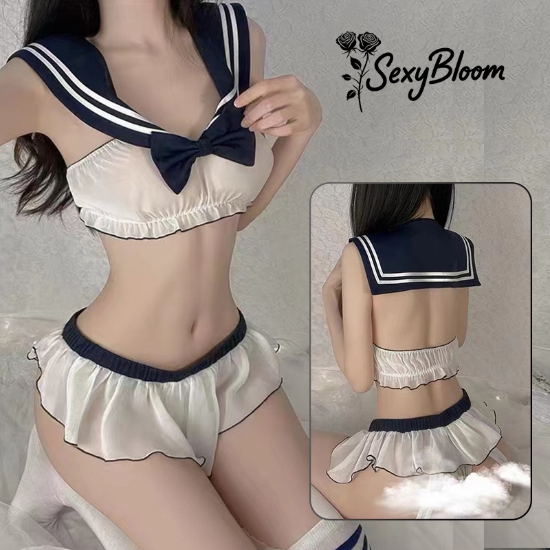 🌹Sexy Bloom🌹คุณภาพดีและราคาถูก🩵🩵 ชุดแม่บ้าน ชุดกะลาสี ชุดยูนิฟอร์ม ชีฟอง ส่งไวจากไทย