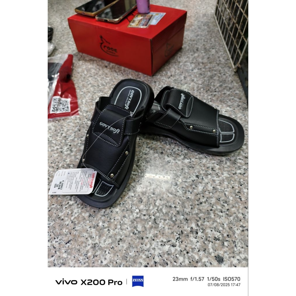 รองเท้าแตะpu รุ่น1002สี ดำ 38-43 สวมหน้าหนัง