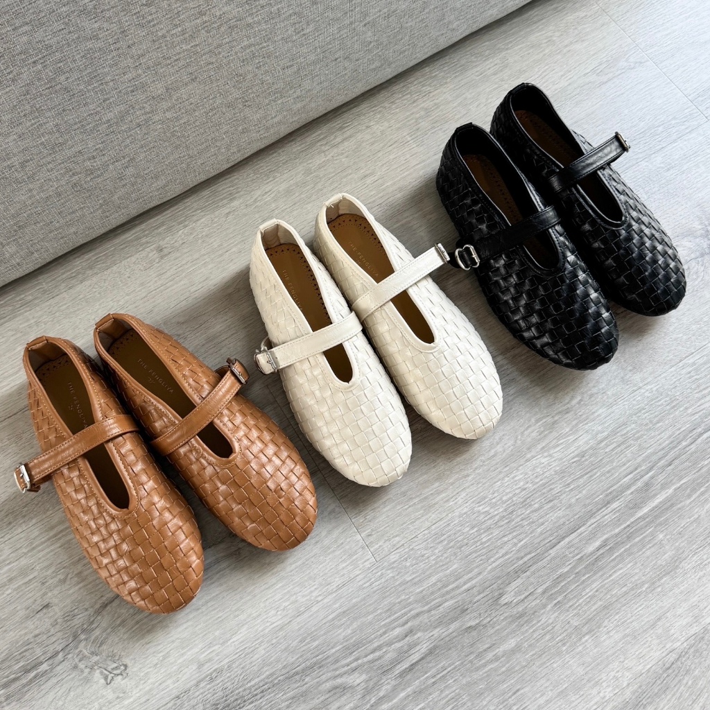 [พร้อมส่ง] WEAR.SOUL #S649-Woven Leather Flats รองเท้าส้นแบน รองเท้าแฟลต