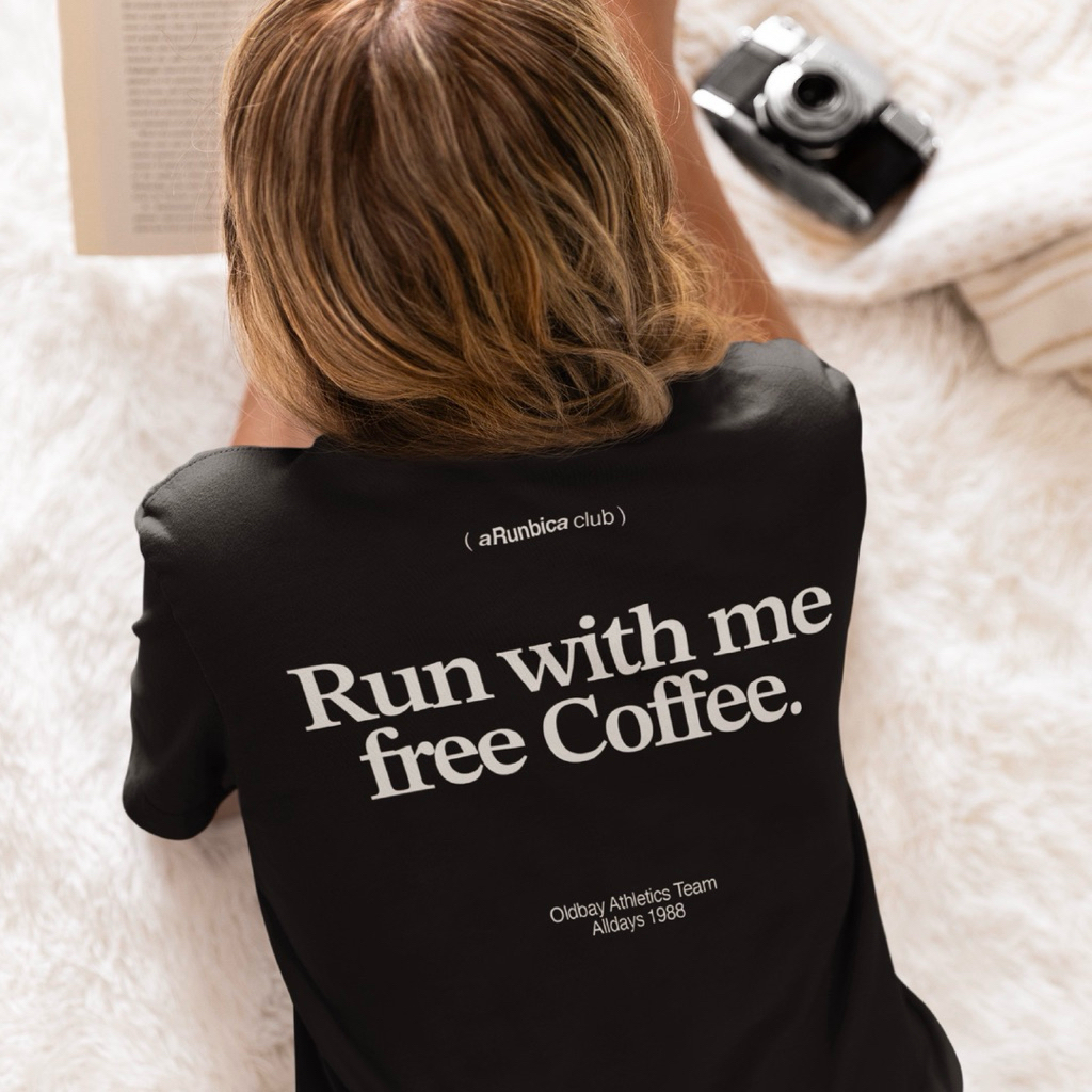 OLDBAY  SPORT RUNNING SHIRT เสื้อวิ่งลาย “Run with me free Coffee.” – โปรปัง
