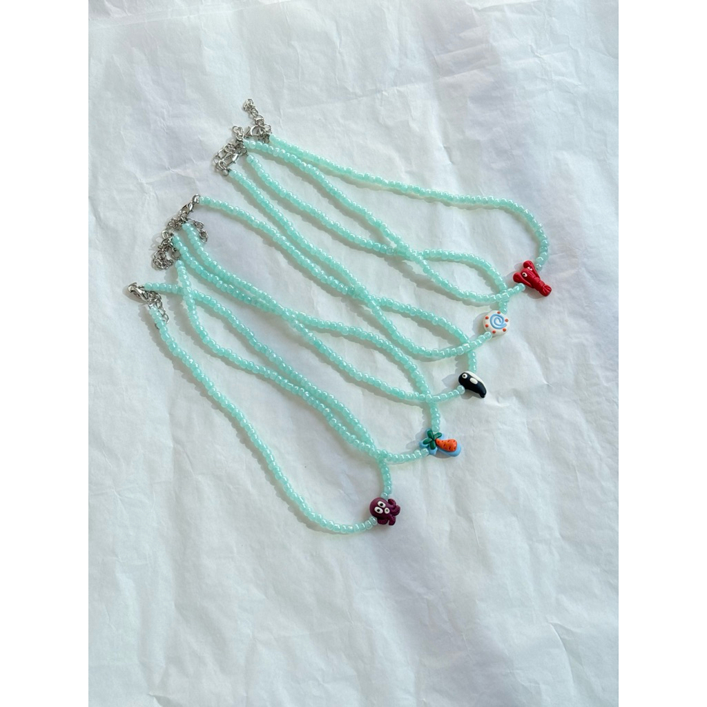 002สร้อยคอลูกปัด+จี้🌴🌊🪸🦑