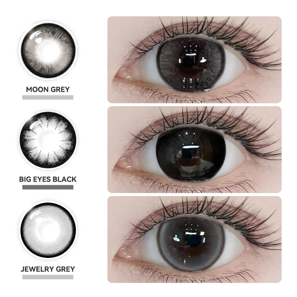 MIDROO คอนแทคเลนส์ เลนส์ธรรมชาติ ขยายรูม่านตา Black/Grey Contact Lens-14.5มม รายเดือน เลนส์