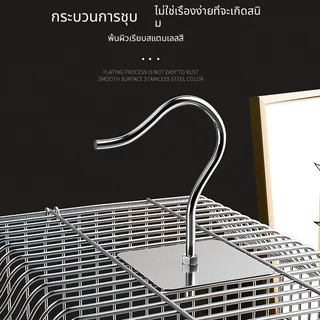 กรงนกขนาดใหญ่ แขวนได้ เงิน ทรงเหลี่ยม แก้ว กรงสำหรับนก 33x30x44cm จัดส่งท้องถิ่น⚡