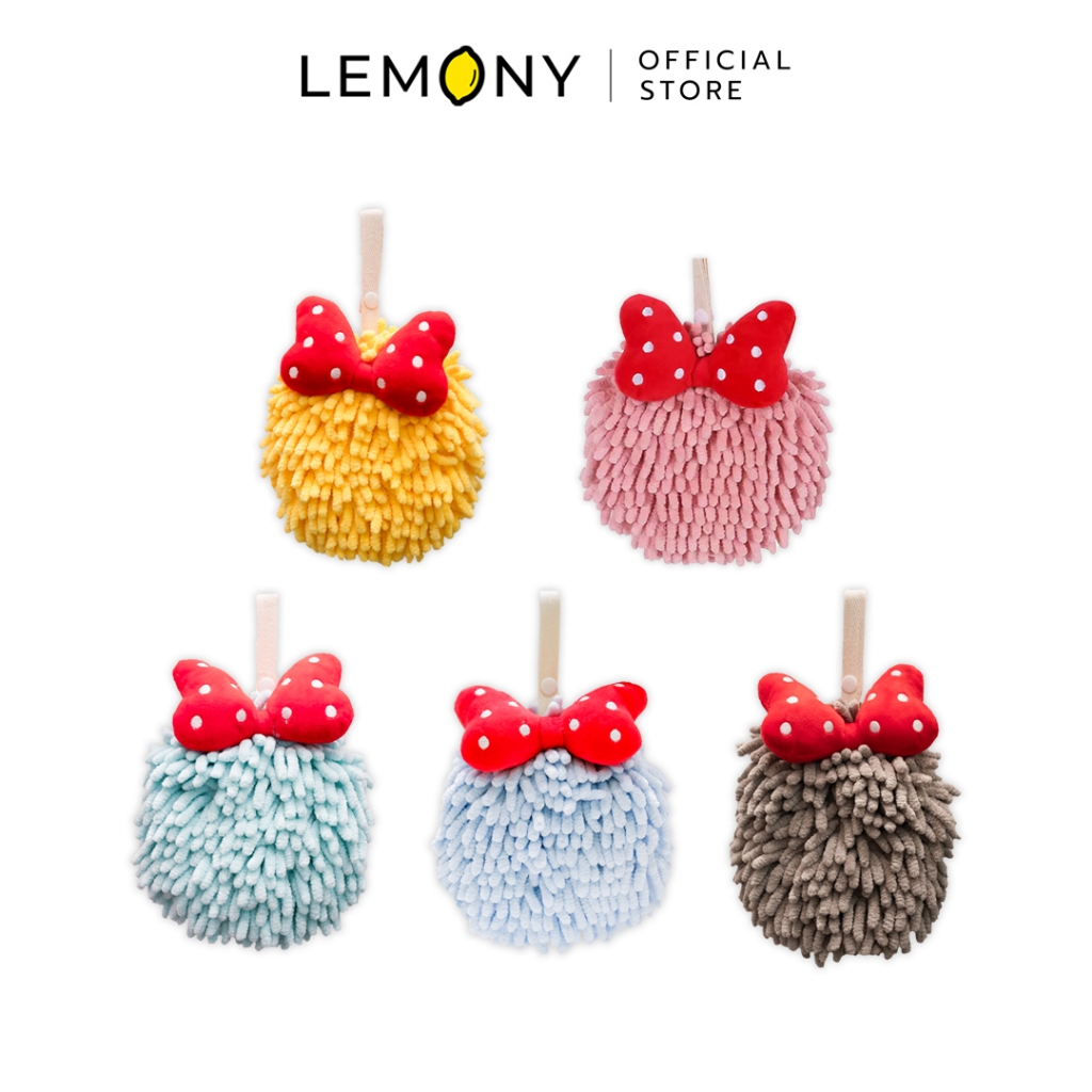 LEMONY ผ้าเช็ดมือ ตุ๊กตาเจ้าขนปุยติดโบว์ สุดคิวท์ Hand Towel