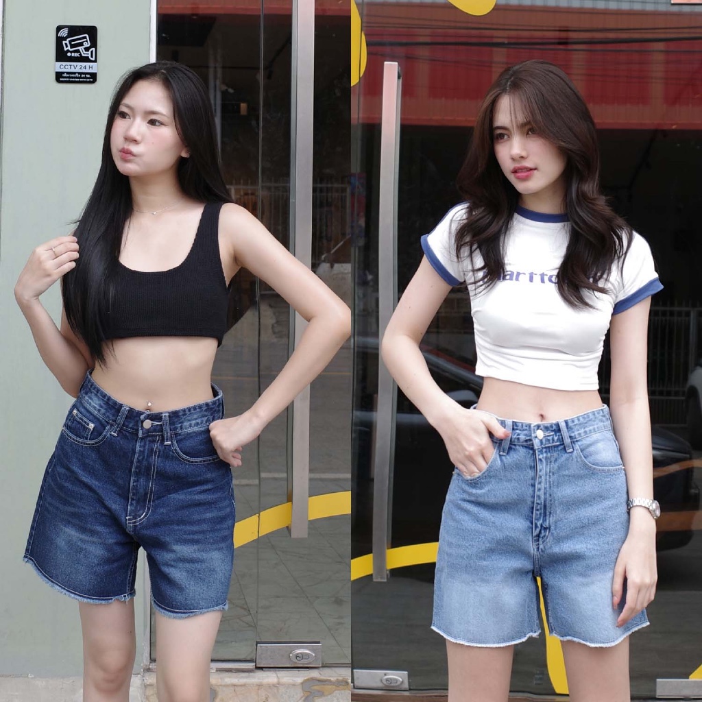 กางเกงยีนส์ขาสั้นเอวสูง รุ่น Cuty Jeans