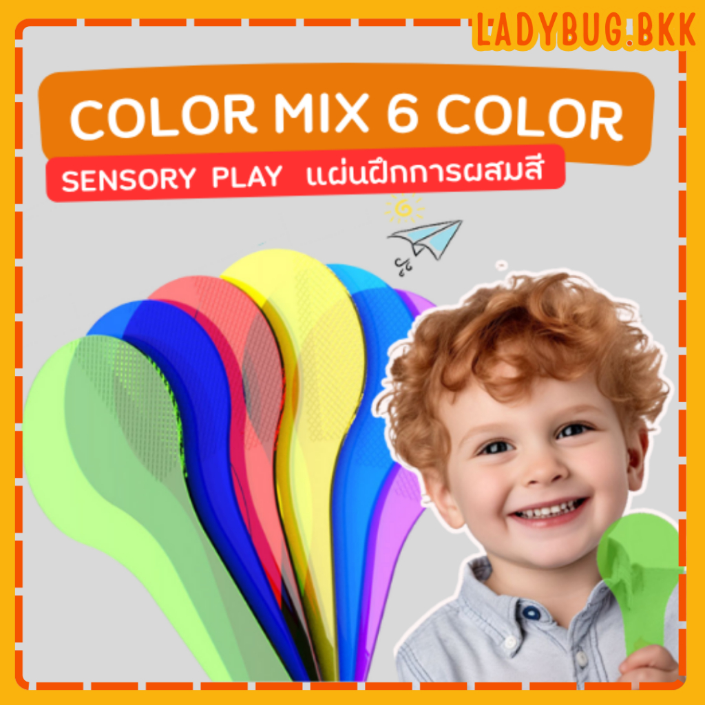 Ladybug พัดผสมสี แผ่นฝึกการผสมสี Color Mix 6 color paddles Sensory play