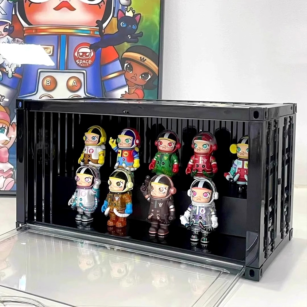 Labubu กล่องโชว์โมเดล กล่องโมเดลมีไฟ ประตูแม่เหล็ก ขนาด 35*17*19cm ประหยัดพื้นที่ วางซ้อนได้ ของแต่งห้อง ตู้ไฟใส่โมเดล