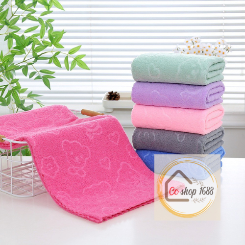 ยกแพ็ค 6 ผืน คละสี ผ้านาโน ผ้าอเนกประสงค์【 ขนาด 60x120 ซม. 】ลายปั้มหมี ผ้านุ่ม ไม่บาดผิว