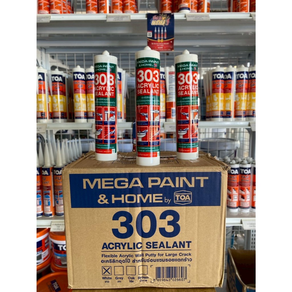 TOA 303 ACRYLIC SEALANT  อะคริลิกอุดโป๊วผนังร้าว ชนิดยืดหยุ่น(ยกลัง)