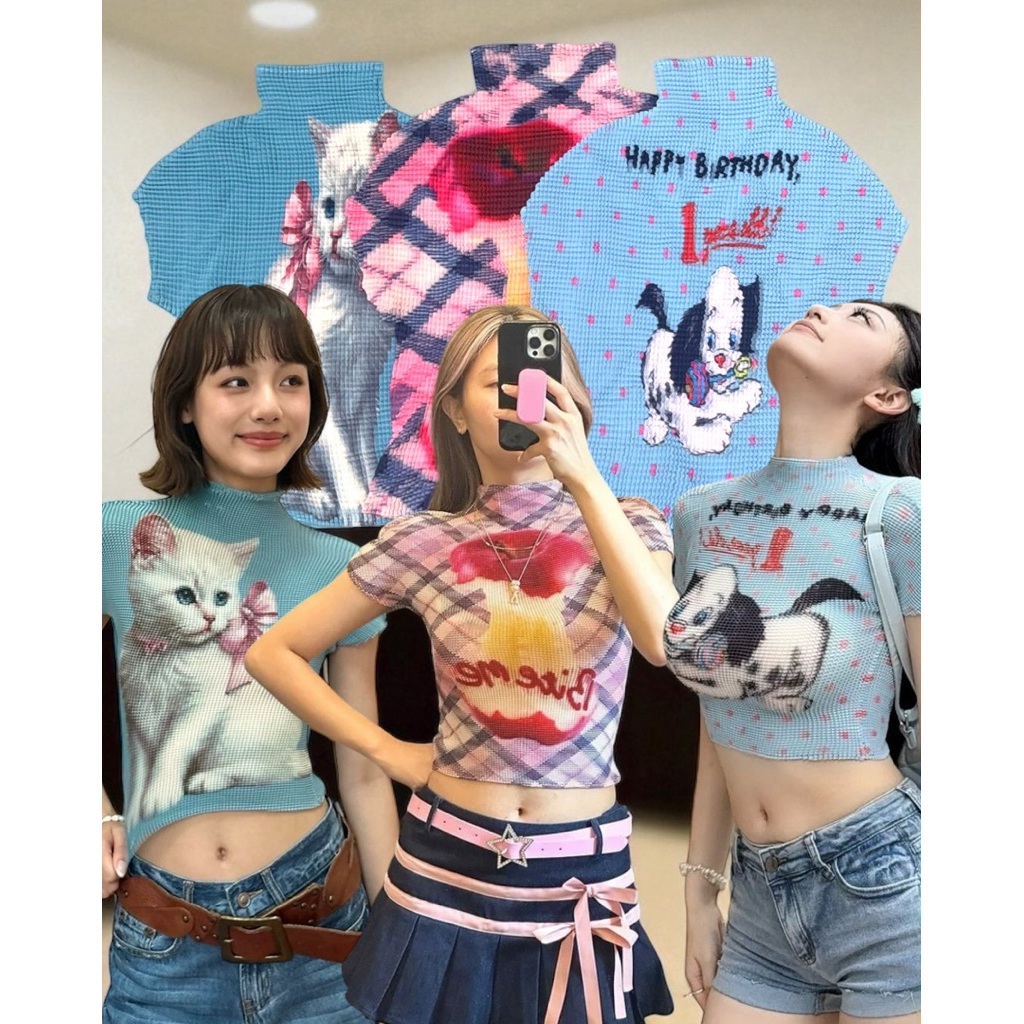 𝟯𝗻𝗼𝘃 | あかるい (𝘈𝘬𝘢𝘳𝘶𝘪) เสื้อคอสูงอัดพลีท🍎🐈🐶✨