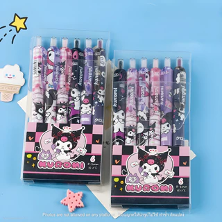 ปากกาเจล Kuromi Pen ลายการ์ตูน น่ารัก ขนาด 0.5 มม. แบบกด ชุด 6 ชิ้น เหมาะสำหรับนักเรียนและใช้งานทั่วไป