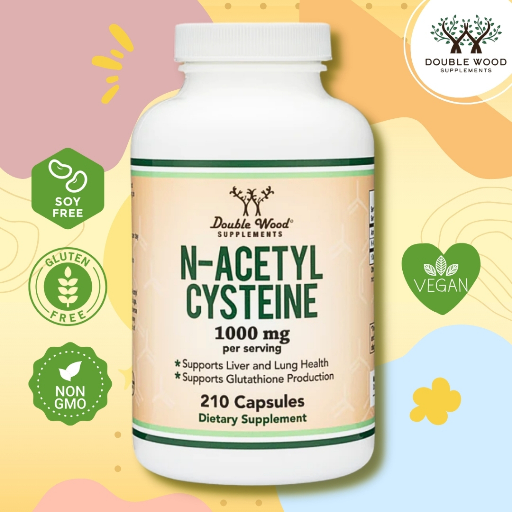 N-Acetyl Cysteine (NAC) by Double Wood - 210 Capsules ⚡🍀บำรุงตับและปอด เพิ่มระดับกลูต้าไธโอน ต้านอนุมูลอิสระ 🍀⚡