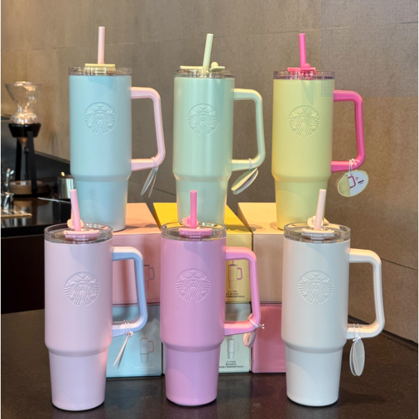 Starbucks China Online [ของแท้ พร้อมส่ง] Starbucks x Stanley Colorfull Summer แก้วน้ำสแตนเลส 900ml