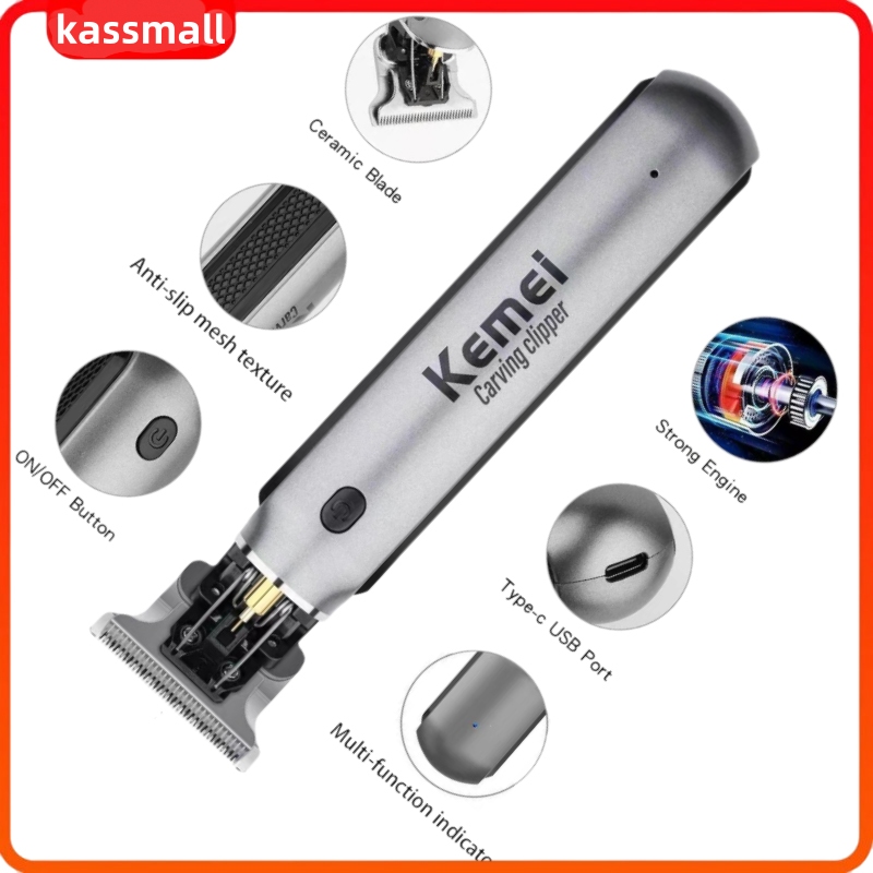 Kemei KM-1757 ปัตตาเลี่ยนตัดผมไฟฟ้าไร้สาย ชาร์จ USB แบบมืออาชีพ สําหรับตัดผม
