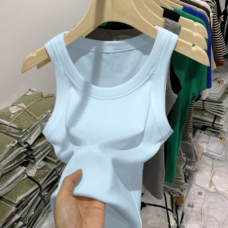 เสื้อกล้ามรุ่นW888 ไม่มีบราไม่มีฟองน้ำในตัว เสื้อกล้ามลำลอง เสื้อกล้ามแขนกุด สีพื้นเปิดไหล่ นุ่มและใส่สบาย เสื้อผู้หญิง - รูปที่ 3