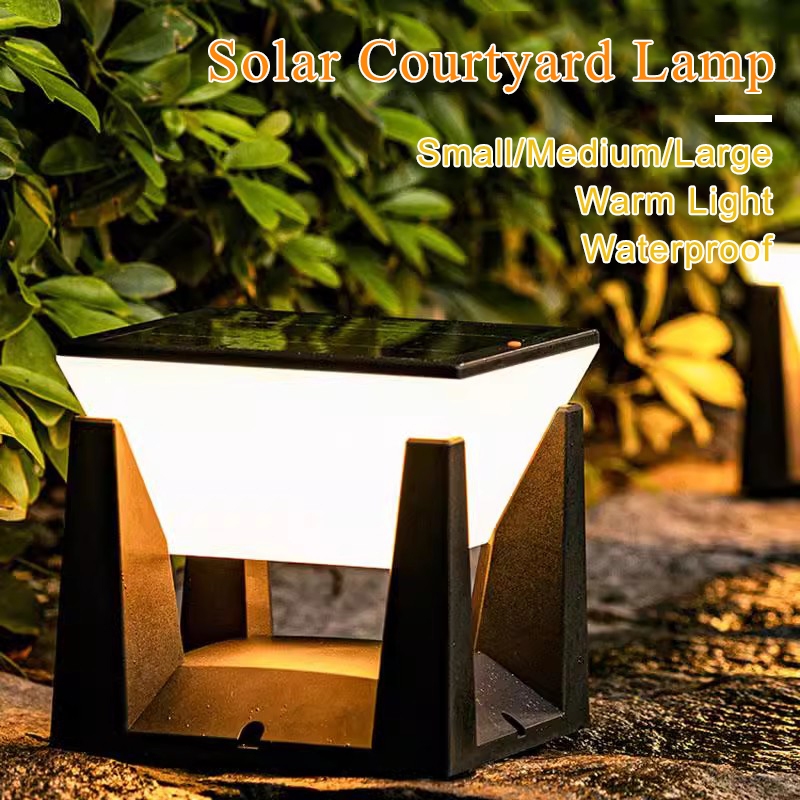 โคมไฟคอลัมน์แสงอาทิตย์ ไฟตกแต่งลาน คะแนนกันน้ำIP65 แสงยาว10ชั่วโมง เหมาะสำหรับรั้วสนามหญ้า