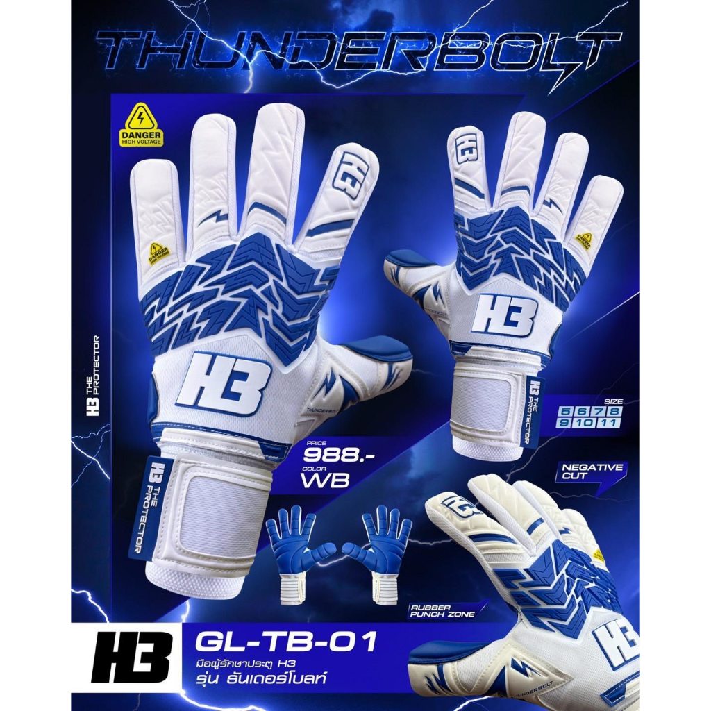 ถุงมือผู้รักษาประตู H3 รุ่น Thunder