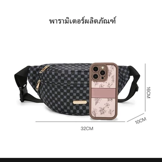กระเป๋าคาดหน้าอกแบบยูนิเซ็กซ์ กระเป๋าคาดเอวหลายช่อง สีดำแบบลำลอง