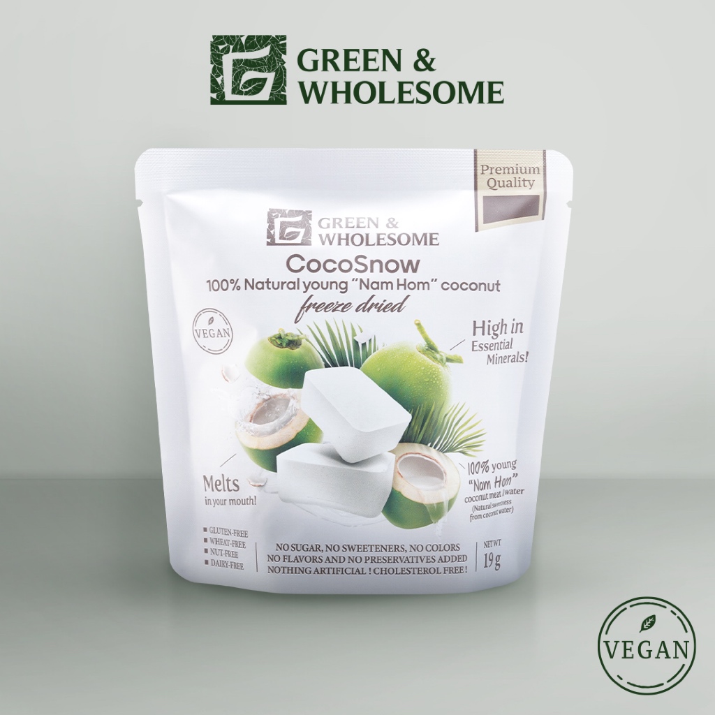 Green & Wholesome l CocoSnow l Coconut Freeze dried l มะพร้าวน้ำหอมฟรีซดราย