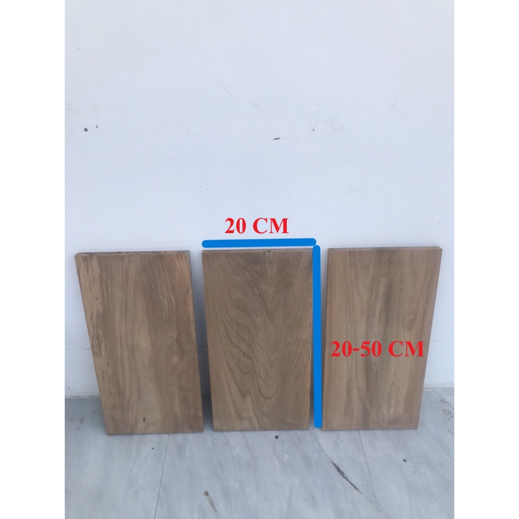 ไม้สักแผ่นเรียบ ขนาดกว้าง20cm. ยาว20-50cm. หนา1cm.