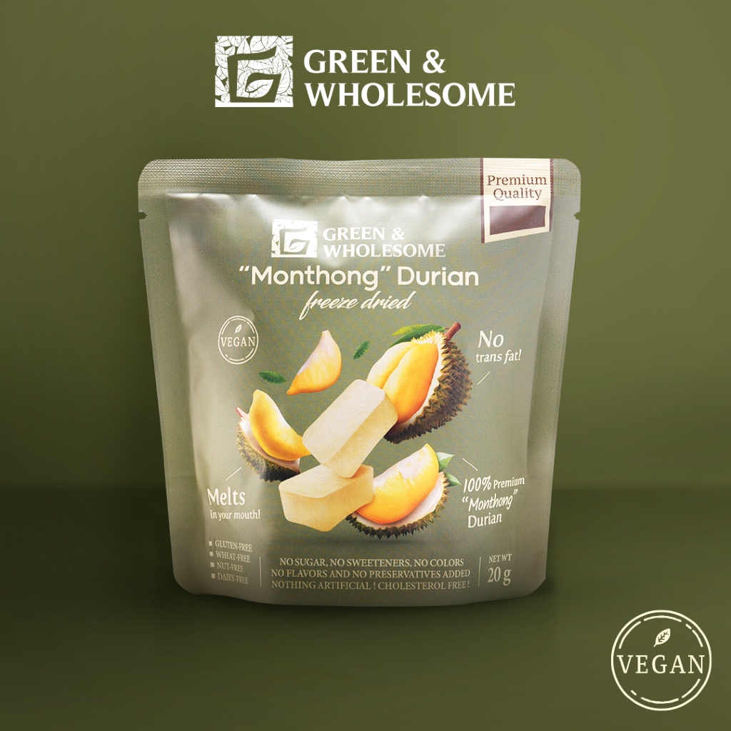 Green & Wholesome l Monthong Durian Freeze dried l ทุเรียนหมอนทองแท้ 100%
