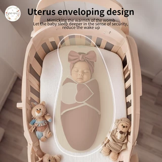 CICI baby ชุดหมวกคลุมศีรษะผ้าห่อตัวเด็กผู้หญิงแบบผ้าฝ้าย พร้อมอุปกรณ์สำหรับเด็กแรกเกิดแบบปรับได้