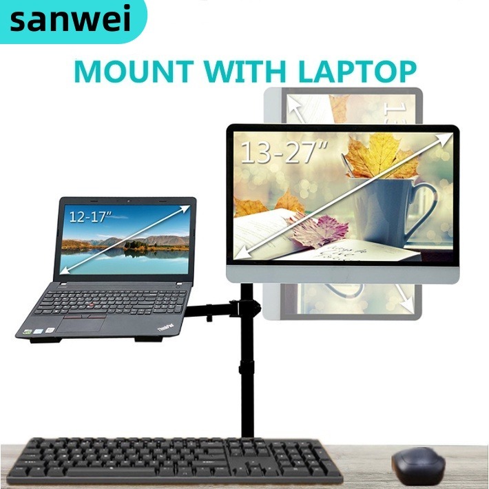 ขาตั้งจอคอม นิ้ว+ขาตั้งโน๊ตบุ๊ค จอภาพ ขาตั้งโต๊ะแล็ปท็อป Mount 13-32 และคอมพิวเตอร์โน้ตบุ๊ ขาตั้งจอคอม Monitor+Laptop St