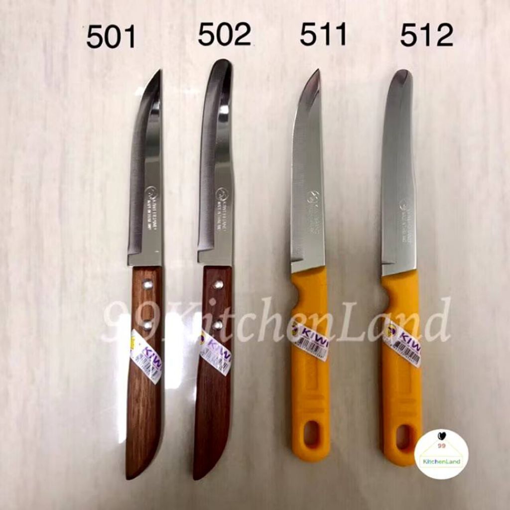มีดกีวี ด้ามไม้ ด้ามเหลือง มีดปอกมีดปอกผลไม้ มีดปลายแหลม ปลายมนNo.501,No.502,No.511,No.512