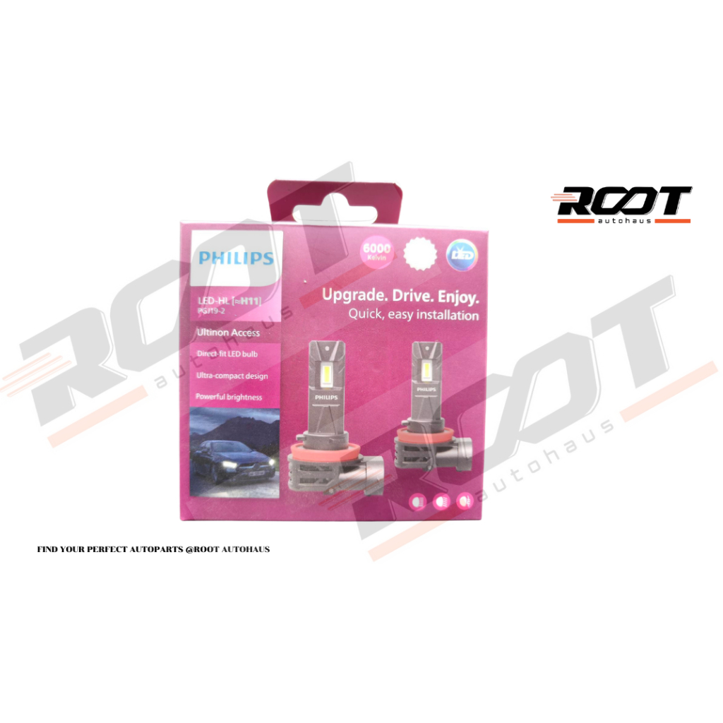 PHILIPS หลอดไฟหน้ารถยนต์ LED H11 Ultinon Access PGJ19-2 แถม LED T10