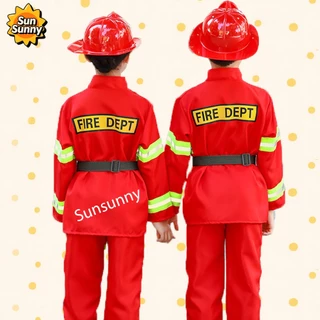 🔥🔥ชุดนักดับเพลิงเด็ก ชุดดับเพลิง เสื้อผ้าเข็มขัด หมวก ขวดฉีดน้ำครบชุด ชุดอาชีพเด็ก ชุดอาชีพดับเพลิงเด็ก คอสเพลดับเพลิง