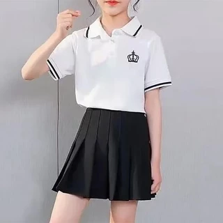 ส่งจากไทย กระโปรงพลีทเด็กผู้หญิง สีขาว มีกางเกงซับในกันโป๊ กระโปรงสั้นสไตล์เกาหลี แฟชั่นสำหรับเด็ก