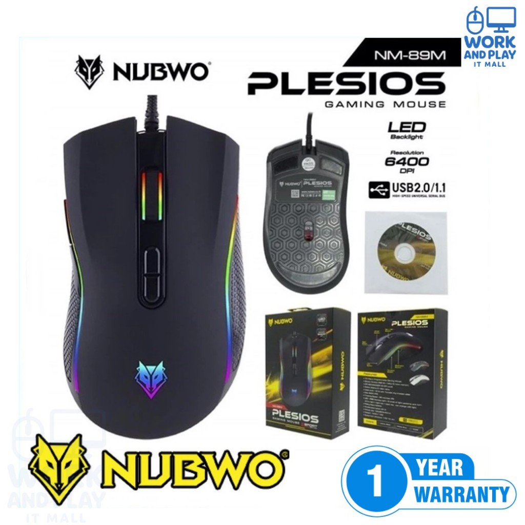 เมาส์เกมมิ่ง ขายดี⚡️ NUBWO PLESIOS (NM-89M) LED RUNNING LIGHT ไฟ RGB สวยๆ ปรับ DPI ได้ มีหลายรุ่นให้