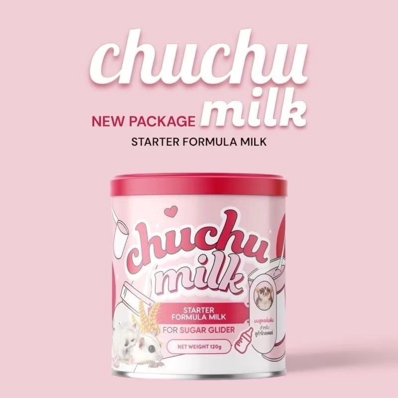 Chu Chu Milk 120g.นมผงทดเเทนสูตรเริ่มต้น นมทดแทนสำหรับชูก้าร์ไกลเดอร์เเรกเกิดถึงโตเต็มวัย