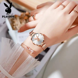 PLAYBOY สปอตสินค้า นาฬิกาข้อมือผู้หญิงกันน้ำ แฟชั่น สายโลหะ รับประกัน 3 ป
