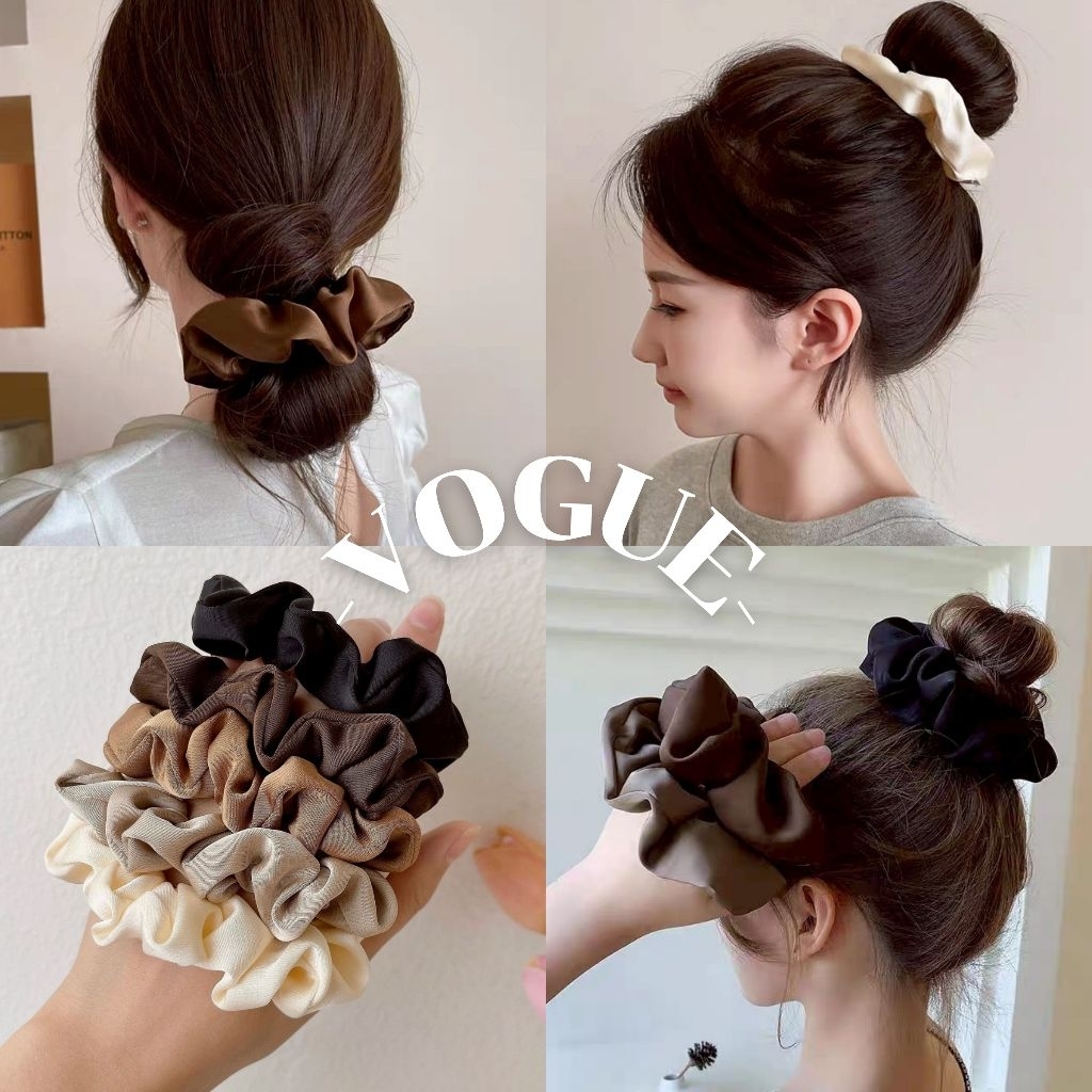 Vogue🌟พร้อมส่ง🌟 ยางรัดตัว ผ้าซาติน สไตล์มินิมอลสาวเกาหลี ยืดพอดี (VO-47)