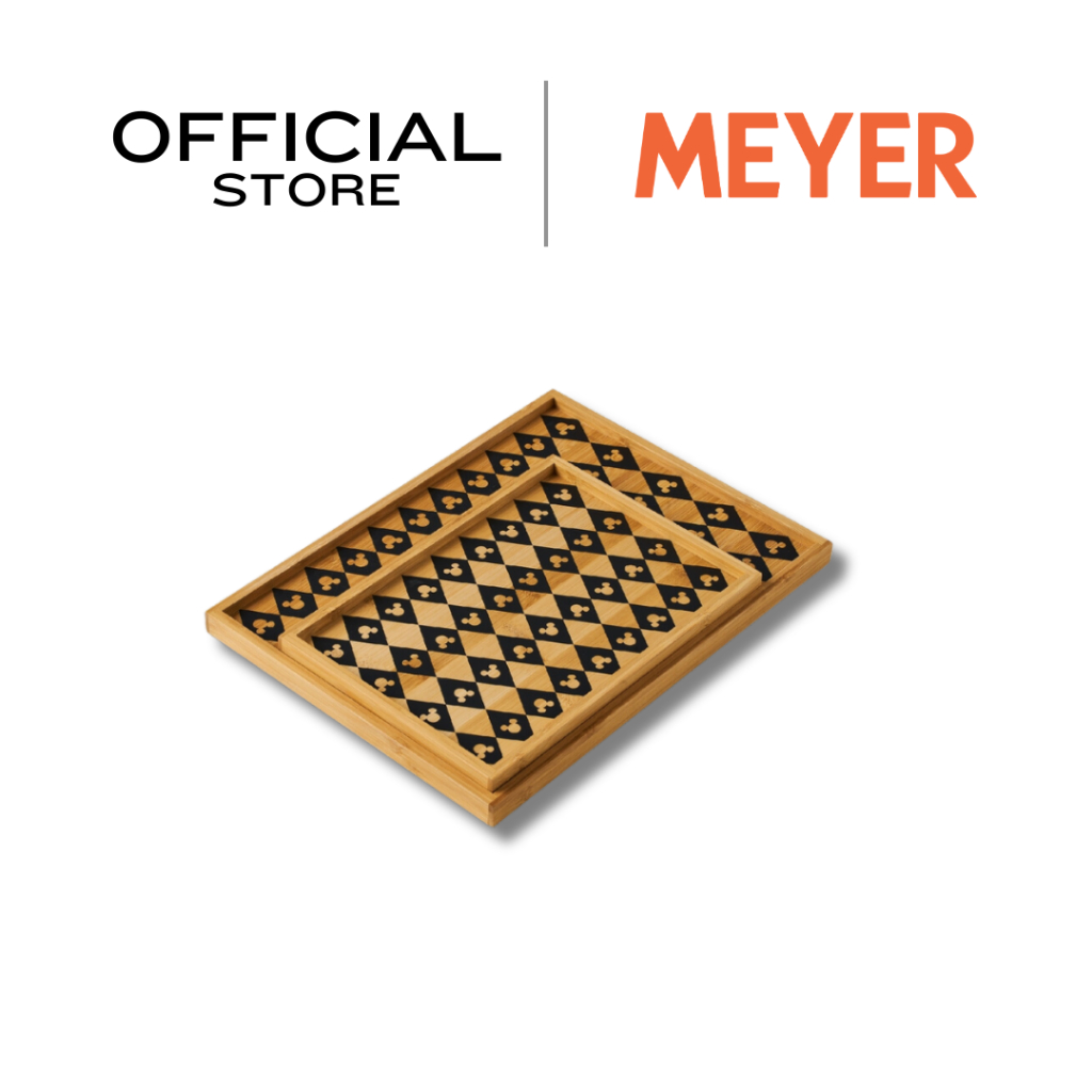 DISNEY MONOCHROME ชุดเซ็ตถาดไม้ไผ่ MEYER 2 ชิ้น ลายมิคกี้ เมาส์ Serving tray set (48948-C)