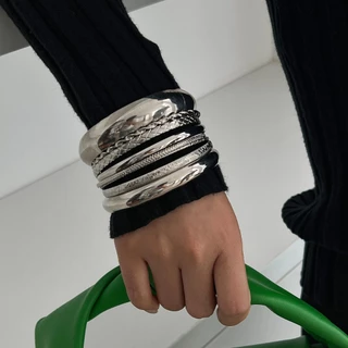𝐁𝐫𝐚𝐜𝐞𝐥𝐞𝐭 𝐬𝐞𝐭 - 𝐒𝐢𝐥𝐯𝐞𝐫 8 ชิ้น 5535 - พร้อมส่ง กำไลข้อมือ แฟชั่น สายฝอ (กทม. มีส่งด่วน)