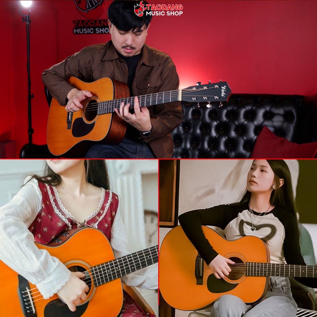 Voki A05OM EQ ST2 กีต้าร์โปร่งไฟฟ้า Voki Electric Acoustic Guitar - เต่าแดง - รูปที่ 2