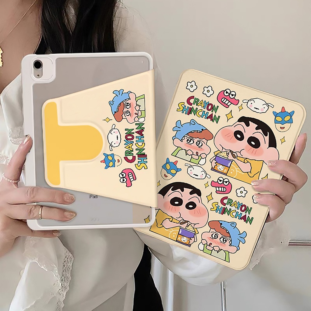 💥พร้อมส่ง💥เคสiPadหมุน 360° Air7 Gen10 Gen11 ที่ใส่ปากกา เครยอนชินจัง เคส iPad Air6 11/13 Gen12 Air8