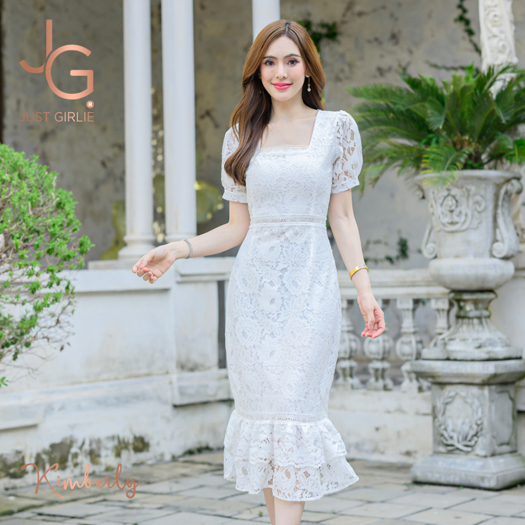 ❤️Dress Kimberly เดรสลูกไม้ยาวทรงหางปลา ลูกไม้หรูหรา ใส่ได้ทั้งงานบวช งานแต่ง งานบุญ แฟชั่นผู้หญิง ม