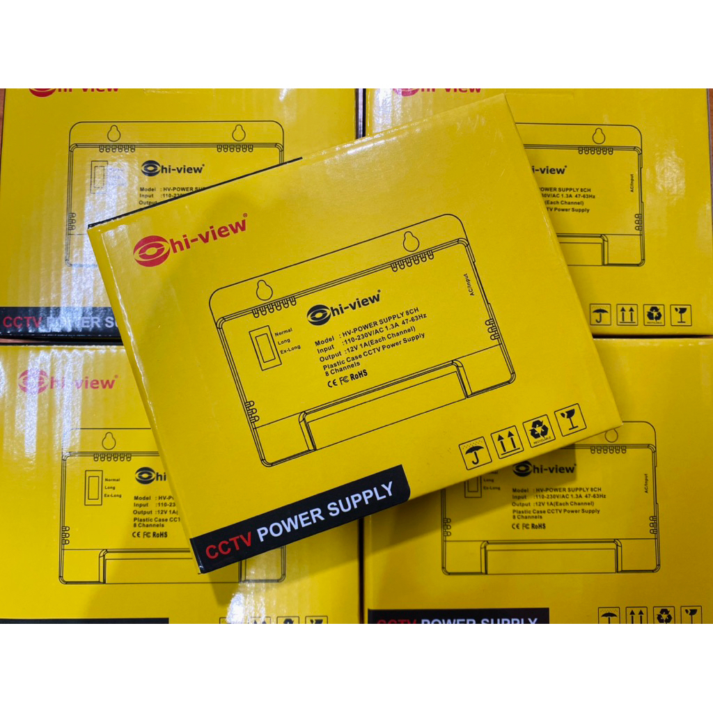 Hi-View HV-POWER SUPPLY 8CH อุปกรณ์จ่ายไฟ DC 12V/1A ขนาด 8 ช่อง
