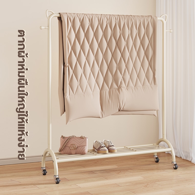 【👍แนะนำ】ราวตากผ้า หูแมว ป้องกันการลื่นไถล ราวแขวนผ้าแบบตั้งพื้น รับน้ำหนักเสื้อผ้าได้ 80ตัว ตะขอแขวน บาร์เดี่ยวใช้สำหรับ - รูปที่ 3