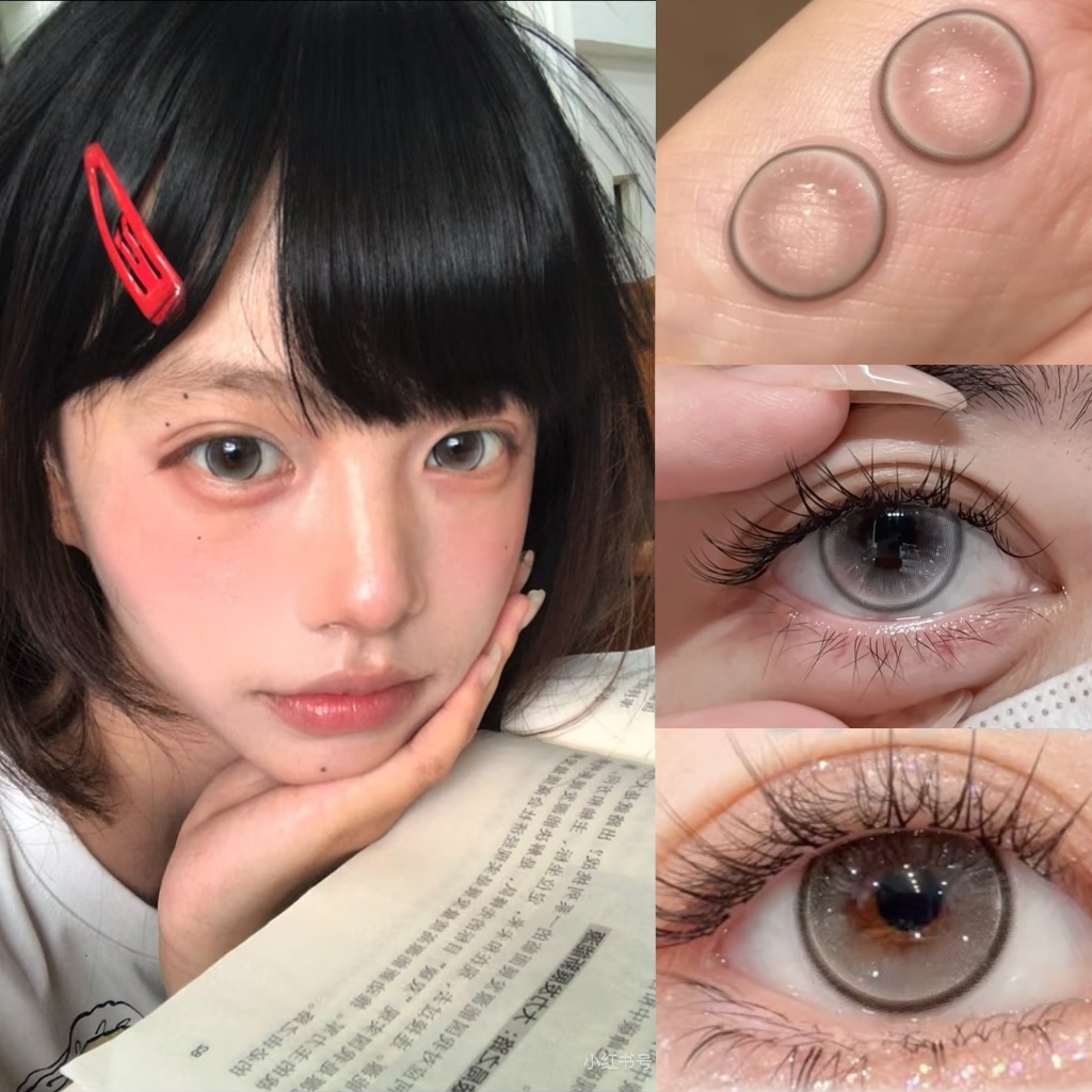 [2คู่-10% 3คู่-15%]Midroo คอนแทคเลนส์ Tears Grey ขอบล็อคบาง รูปแบบ Dandelion-14.5mm เลนส์มีค่าสายตา