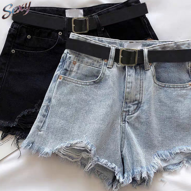 กางเกงยีนขาสั้น เอวสูง ผ้ายีนส์ ผู้หญิง กางเกงขาสั้น เกาหลี กางเกงยีนส์ขาสั้น เนื้อผ้านุ่มและระบายอากาศได้ดี ส่งไวจากไทย