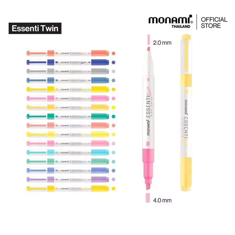 Monami ปากกาเน้นข้อความ เอสเซ็นติ รุ่น 2 หัว Essenti Twin