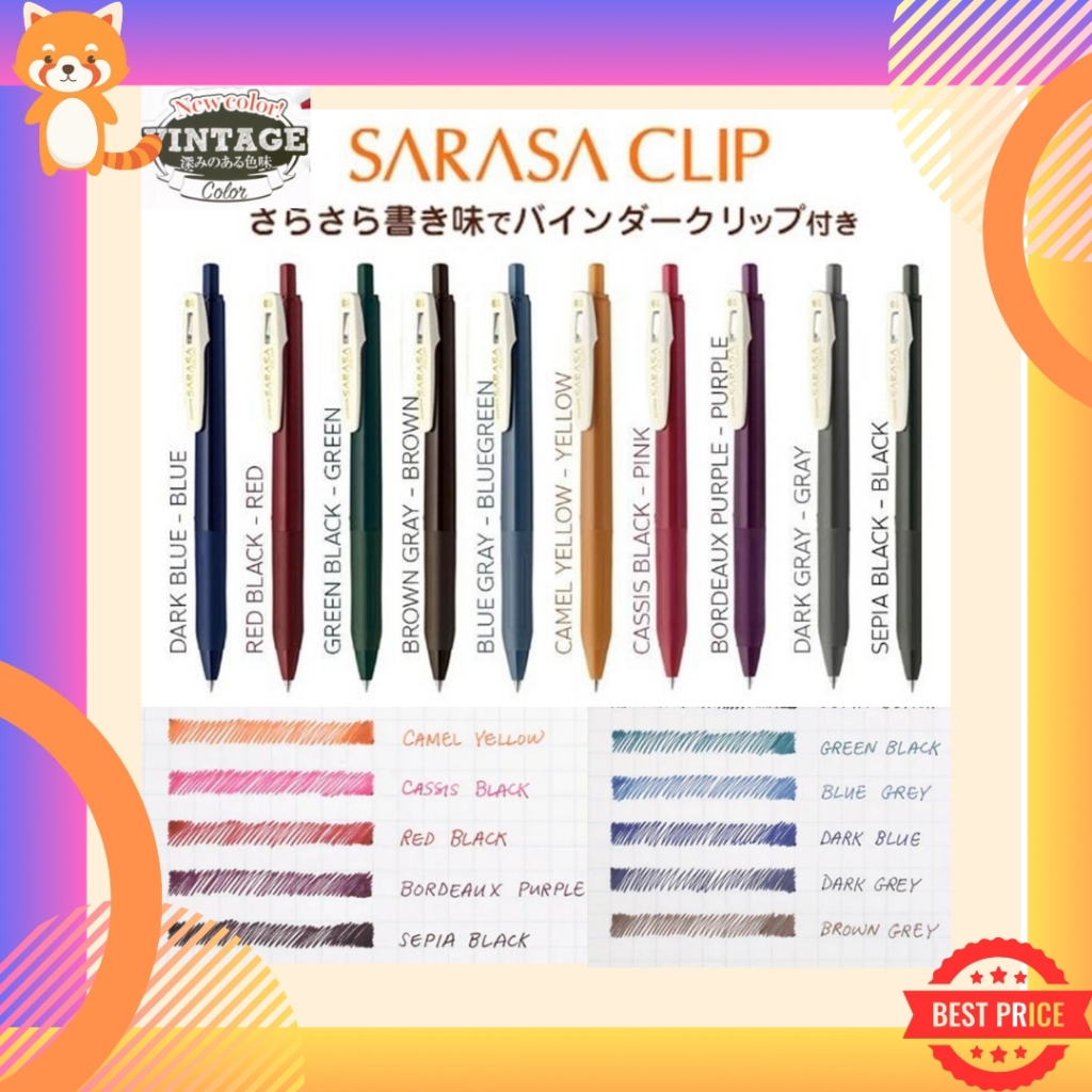 ปากกา Zebra Sarasa VINTAGE ปากาเจล 0.5 MM สีโทนเข้ม มีครบ 10 สี