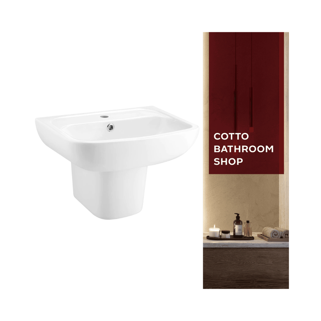COTTO อ่างล้างหน้าแบบแขวนผนัง รุ่น C0141 BRIO + ขาตั้งอ่างล้างหน้า รุ่น C4241 สีขาว