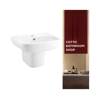 COTTO อ่างล้างหน้าแบบแขวนผนัง รุ่น C0141 BRIO + ขาตั้งอ่างล้างหน้า รุ่น C4241 สีขาว