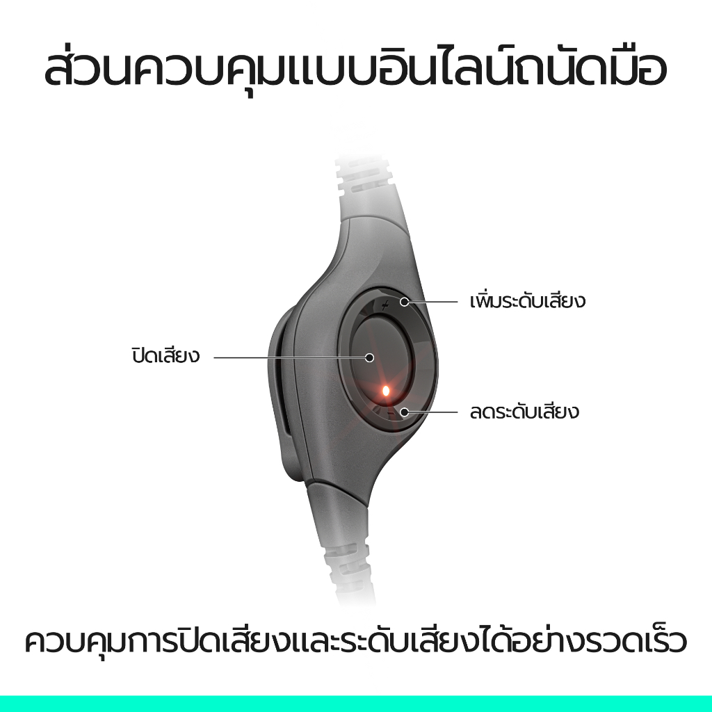 Logitech H390 USB-C Computer Headset หูฟังมาพร้อมเสียงดิจิทัลที่ดีขึ้นและส่วนควบคุมแบบอินไลน์ควบคุมเสียงได้อย่างรวดเร็ว รูปที่ 2