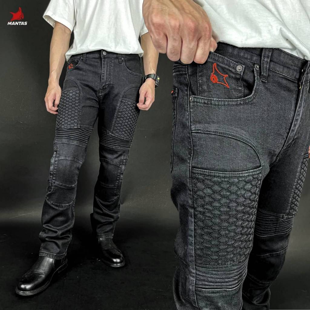 กางเกงการ์ด MANTA DENIM รหัส FE06KB+การ์ดเข่า LEVEL 2 (ขา กระบอกใหญ่ เหมือนกางเกง ทั่วๆไป)